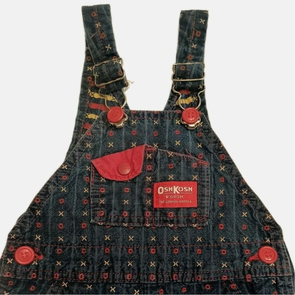 Vintage Osh Kosh B'Gosh Vesteak Blue Denim Overalls Boys 24M USA XOXO Designs